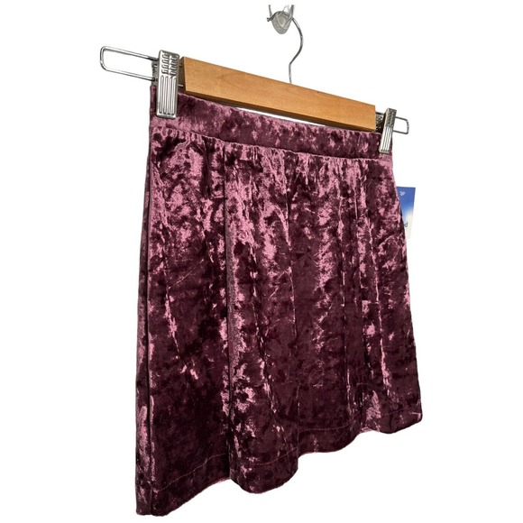 New Nordstrom Abound Crushed Velvet Velour Mini Retro 90s Y2K Skirt Burgundy XXS - Picture 5 of 12